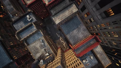 City Top View of Skyscrapers Building By Drone