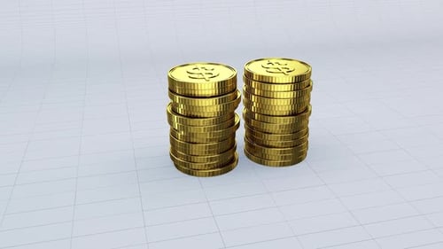 Animated Golden Dollar Coins Stacking for Financial Growth