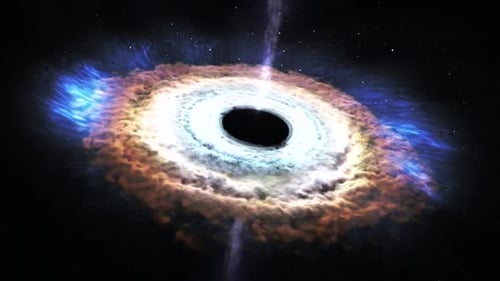 Cosmic Black Hole Accretion Disk and Energy Jets Animation
