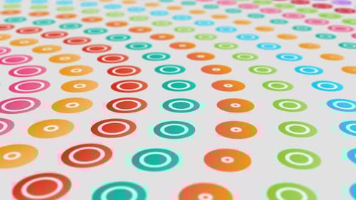 Colorful Dot Circles Background Loop on Perspective 3D Space - Thick Border Inner Circle