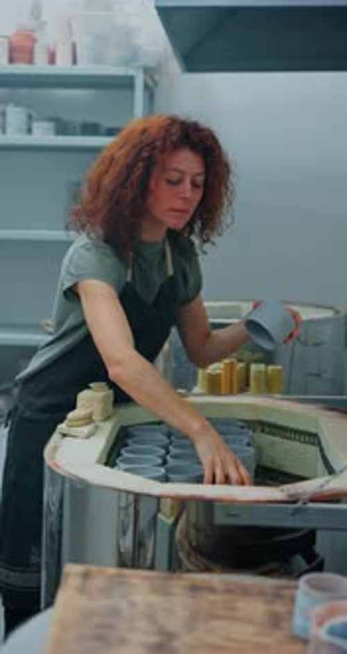 Workshop Woman or Check Ceramic Cup Pottery Design or Mug for Quality