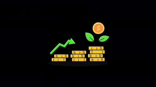 Animated Financial Growth with Coin Stacks and Arrow