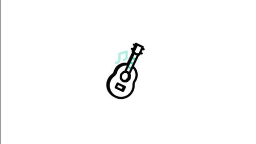 Hand-Drawn Guitar Animation with Musical Note