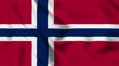 Realistic Norway Flag Waving in Wind Animation