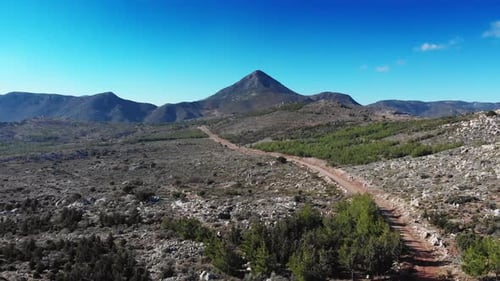 Dirt road amidst mountain landscape
