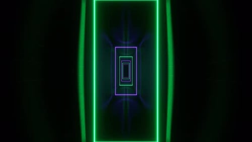 Purple And Turquoise Neon Frames Corridor Background Vj Loop In 4K