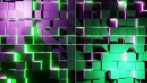 Würfelwand, grün mit rosafarbenem und violettem Animations-VJ-Loop-Hintergrund