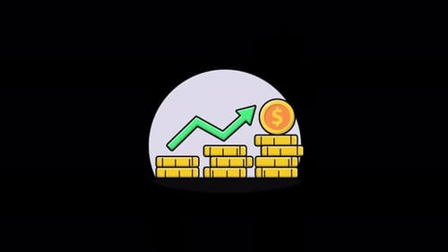 Flat Design Financial Growth Animation with Stacking Coins