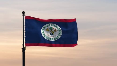 Belize Anmutige Nationalflagge in luftiger Atmosphäre