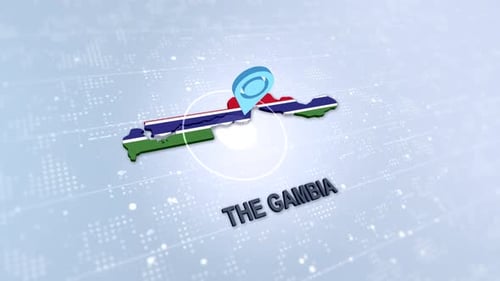The Gambia 3D Map with Flag and Animated Location Pin