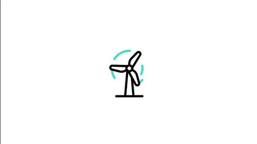 Minimalist Wind Turbine Icon Spinning Animation