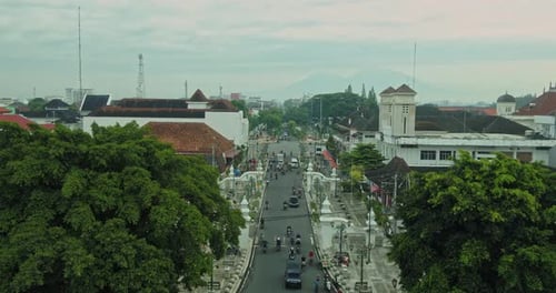 Yogyakarta, 12 March 2021, Aerial view of Yogyakarta city center
