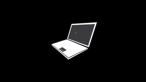 Flat Design Laptop Opening and Loading Screen Animation