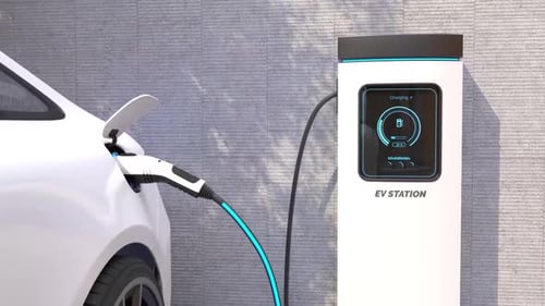 Electric Vehicle Charging at Modern EV Station
