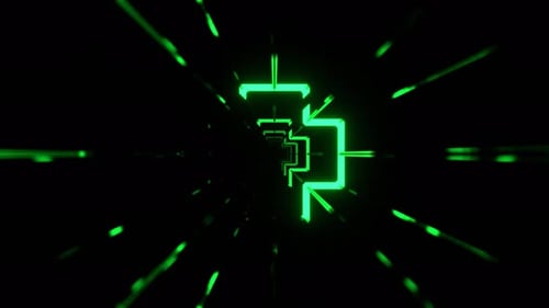 Green Neon Segmented Lighting Neon Corridor Background Vj Loop In 4K