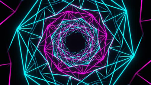 Glowing Neon Geometric Tunnel Background Loop