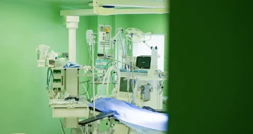 Operating Room with Medical Equipment and Table