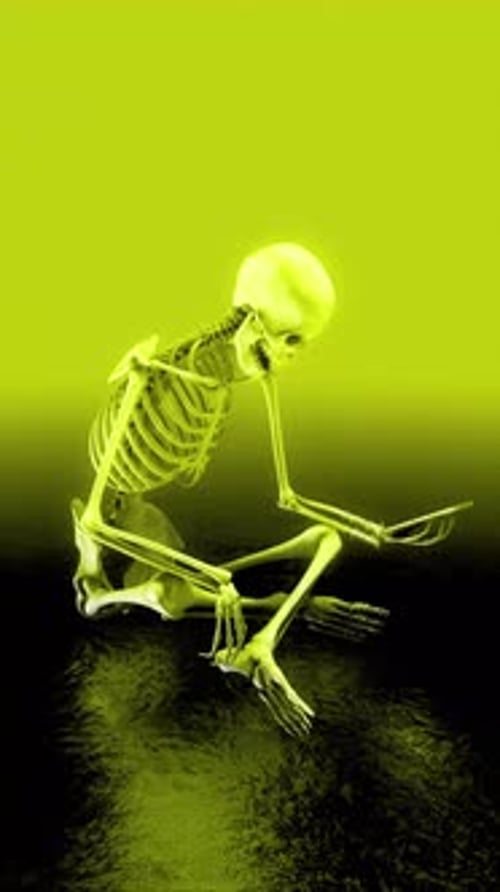 Glowing Skeleton Scrolling on Smartphone Screen Animation