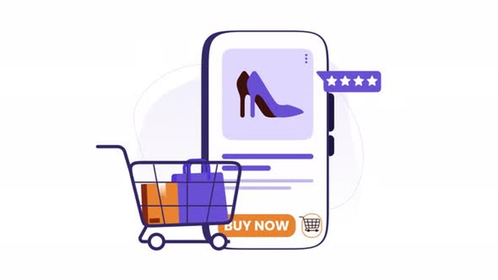 Online Shopping App with Animated Cart and Product Purchase, Elements ...