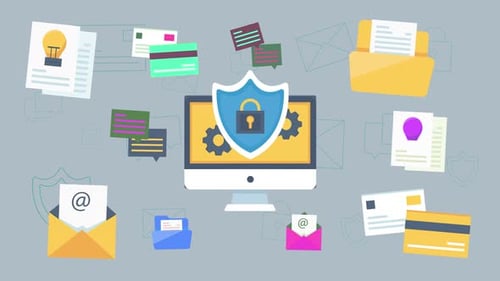 Animated Data Security and Online Protection Flat Design Icons