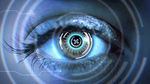 Futuristic Biometric Eye Scan Digital Interface