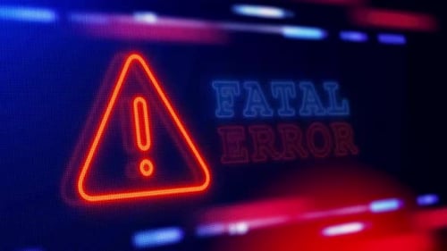 Fatal Error Warning Alert Screen Loop Blinking Glitch Animation