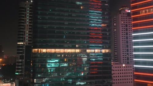 night view of skyscrapers in the city