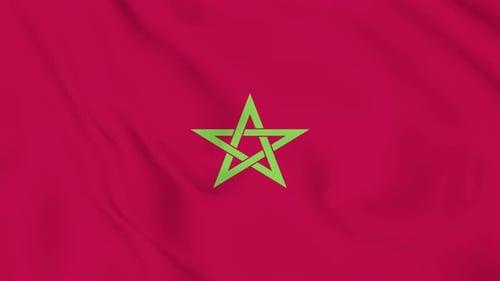 Morocco National Flag Waving Animation Loop