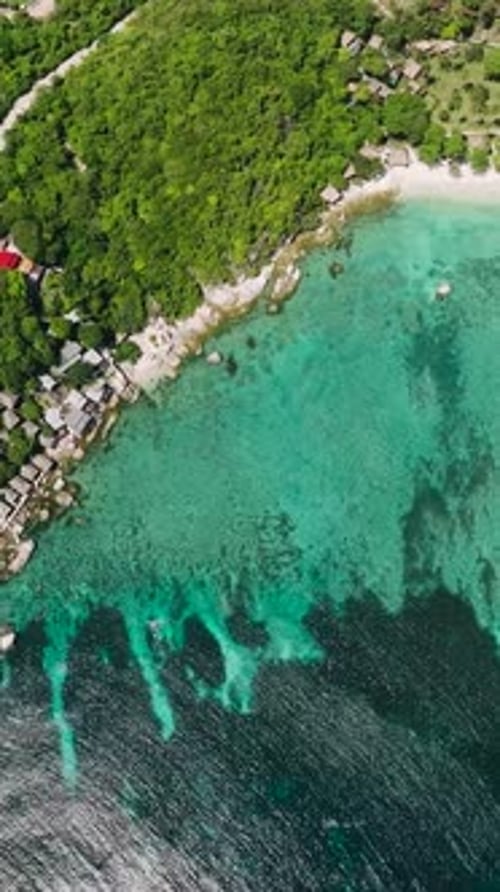 Turquoise Water and Lush Coastline From Above Koh Tao Thailand