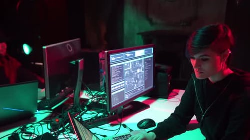 Hackers Making Cryptocurrency Fraud Using Virus Software and Computer Interface Blockchain