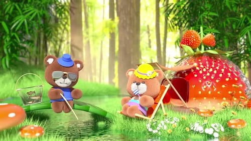 bear fishing in the forest