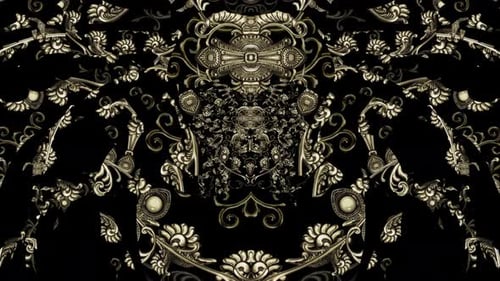 Kaleidoscopic Golden Ornate Swirls Background