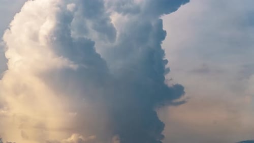 Dramatic dark storm clouds are moving fast, timelapse