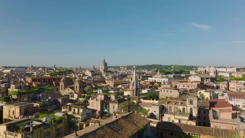 Top Down Panning Shot of Narrow Streets and Blocks of Buildings in Historic City Centre at Twilight