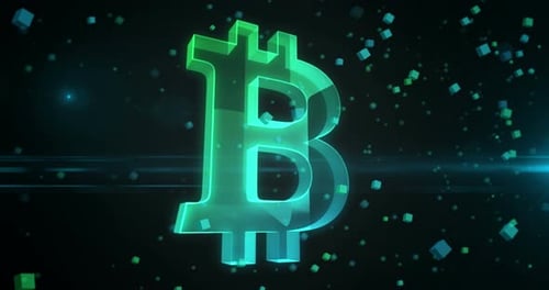 Bitcoin-Blockchain-Kryptowährungssymbol Glasobjekt