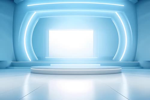 Futuristic Neon Stage Background for Virtual Presentations