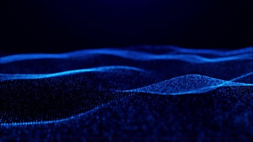 Abstrakte digitale dynamische Partikelwellen mit Licht, Bewegungslichthintergrund, Datenfluss