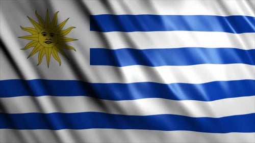 Uruguay Flag Waving Loop Animation with Realistic Fabric Motion