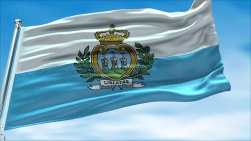 San Marino National Flag Waving in Realistic Slow Motion