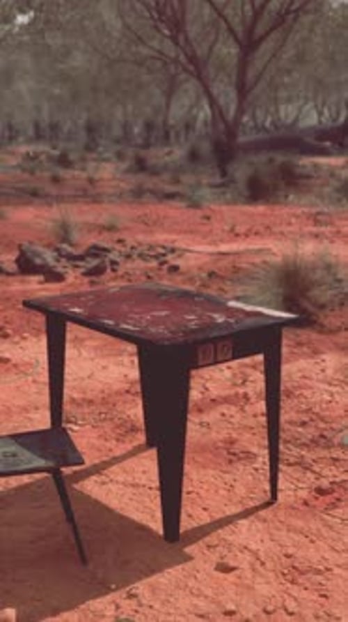 Old Ruster Metal Table in Desert