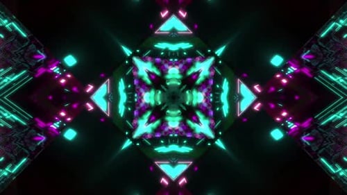 Futuristic Neon Glowing Geometric Kaleidoscope Loop