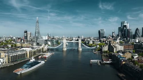 Beautiful London Aerial View Over Tower Bridge the Symbol of London