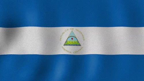 Nicaragua National Flag Waving with Realistic Fabric Texture