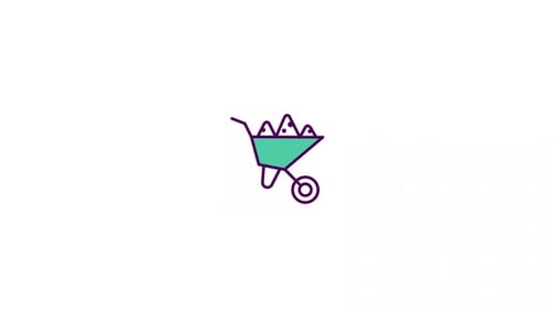 Animated Agriculture Wheelbarrow Flat Design Icon