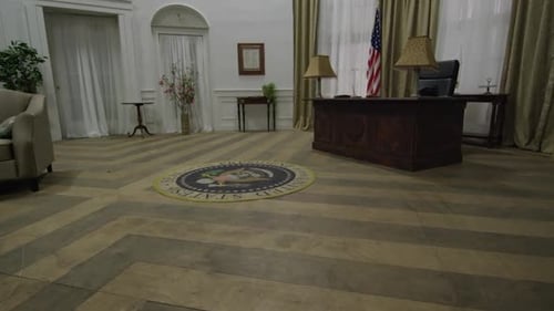 Oval office slow approach to desk- HD