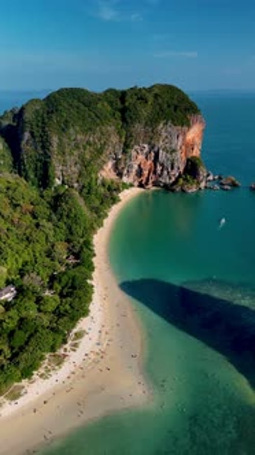 Tropical Island Beach Aerial on a Sunny Day