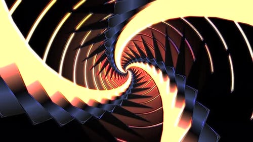 Metalic Twister Looping Tunnel Background 4K