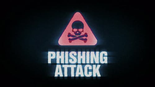 Phishing Attack Warning Sign with Glitch Digital Error Effect