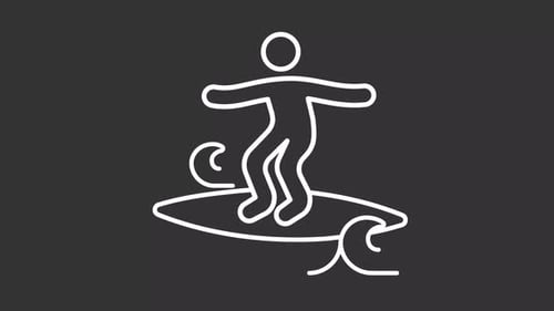 Animated Minimalist Line Art Surfer Icon
