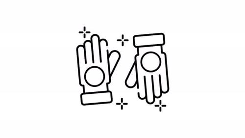 Animated Gloves Icon with Cleanliness Sparkles